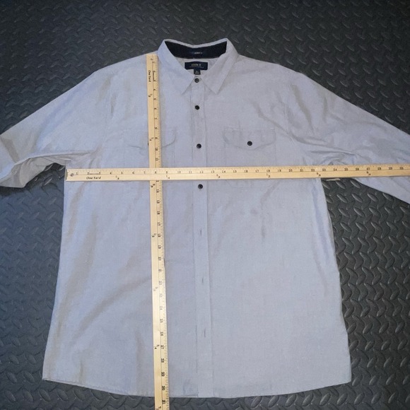 Roark Men Shirt L Chambray Blue Button Down Flap Pockets Long Sleeve Classic XL - Picture 8 of 9